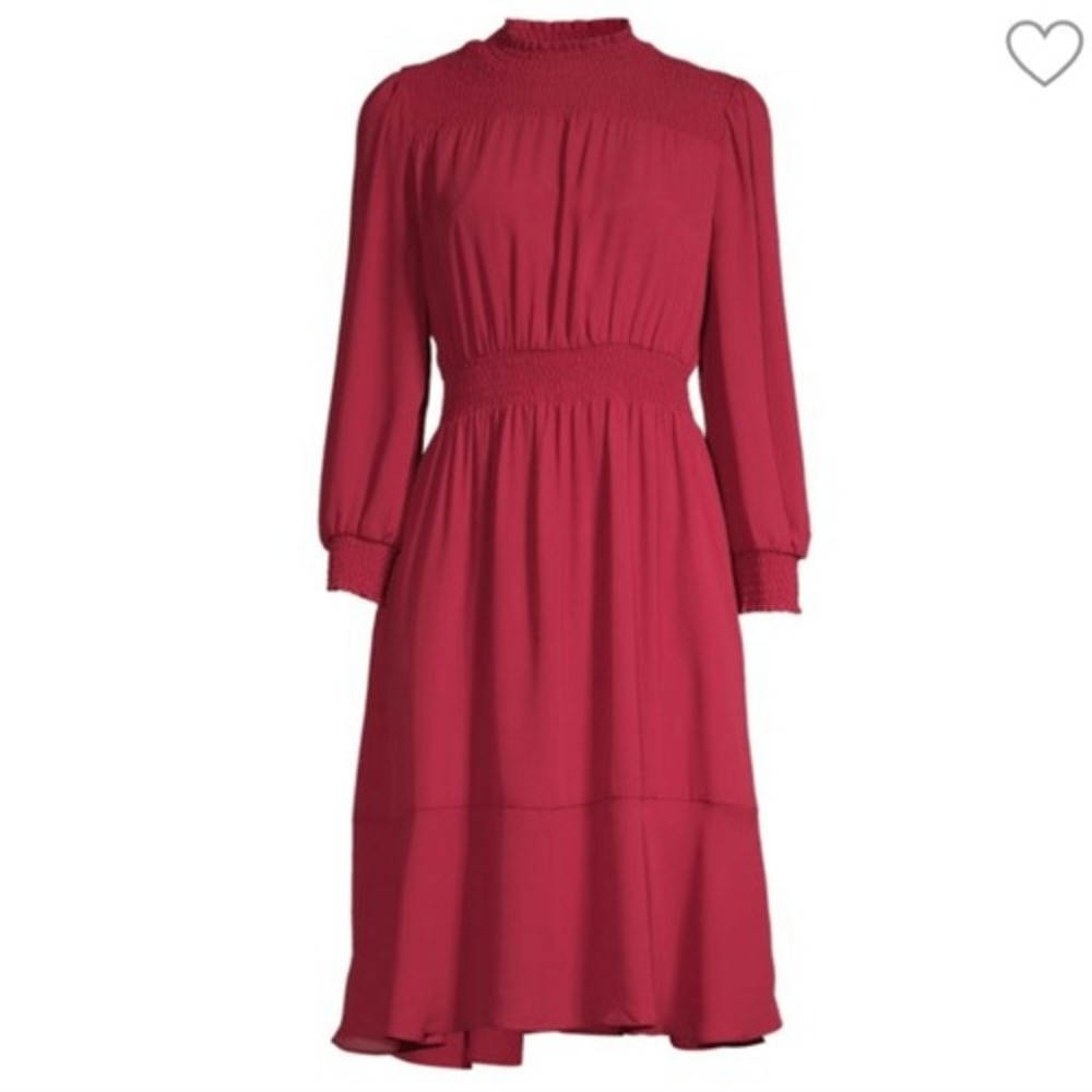 Nannette‎ Lepore Smocked Blouson Dress Size 14, Brick Red - Picture 3 of 11
